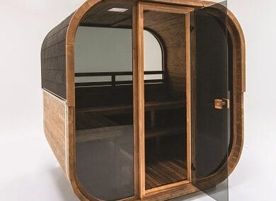 HEKLA Cube Sauna. glass door